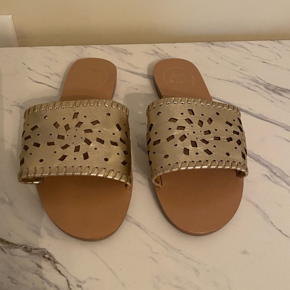 Jack Rogers Gold Sandal Never Worn!